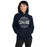 Woman wearing a College Park High School Navy Classic Unisex Hoodie 220