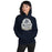 Woman wearing a Klein Collins High School Tigers Navy Classic Unisex Hoodie 205