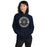 Woman wearing a Klein Collins High School Tigers Navy Classic Unisex Hoodie 207