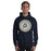 Man wearing a Klein Collins High School Tigers Navy Classic Unisex Hoodie 209