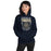 Woman wearing a Klein Collins High School Tigers Navy Classic Unisex Hoodie 213