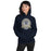 Woman wearing a Klein Collins High School Tigers Navy Classic Unisex Hoodie 215