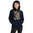 Woman wearing Cypress Ranch High School Mustangs Navy Classic Unisex Hoodie 206