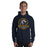 Man wearing Cypress Ranch High School Mustangs Navy Classic Unisex Hoodie 207