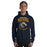 Man wearing Cypress Ranch High School Mustangs Navy Classic Unisex Hoodie 214