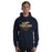 Man wearing Cypress Ranch High School Mustangs Navy Classic Unisex Hoodie 217