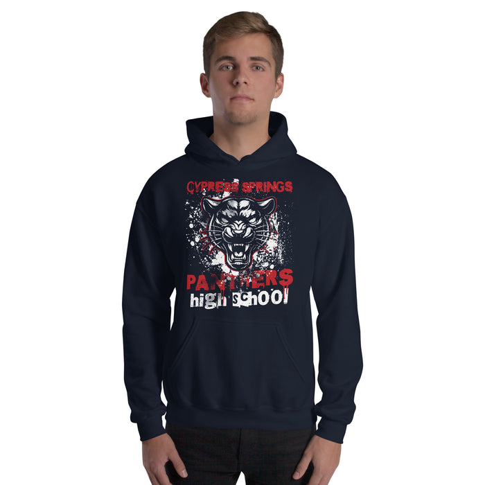 Man wearing Cypress Springs High School Panthers Navy Classic Unisex Hoodie 205