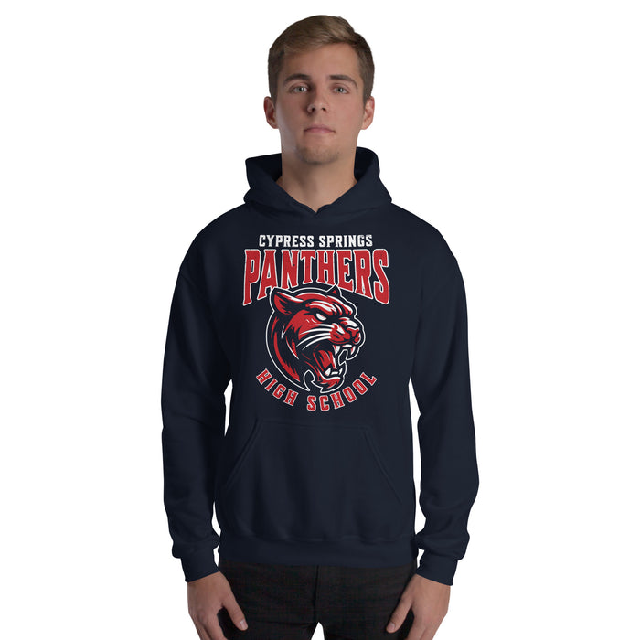 Man wearing Cypress Springs High School Panthers Navy Classic Unisex Hoodie 213