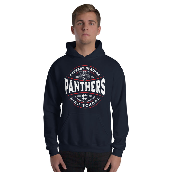 Student wearing Cypress Springs High School Panthers Navy Classic Unisex Hoodie 218