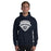 Man wearing Flower Mound High School Jaguars Navy Blue Classic Unisex Hoodie 221