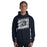 Man wearing Flower Mound High School Jaguars Navy Blue Classic Unisex Hoodie 223