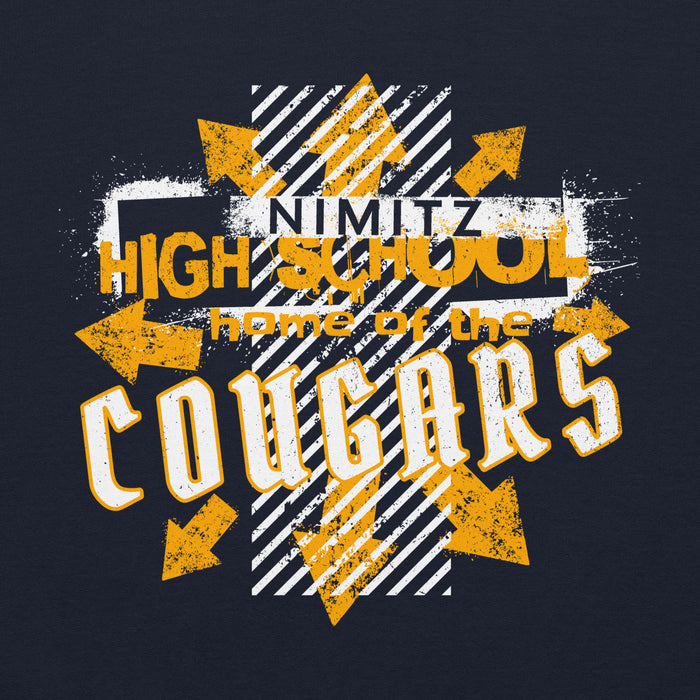 Close-up view of Nimitz High School Cougars Navy Blue Classic Unisex Hoodie 210