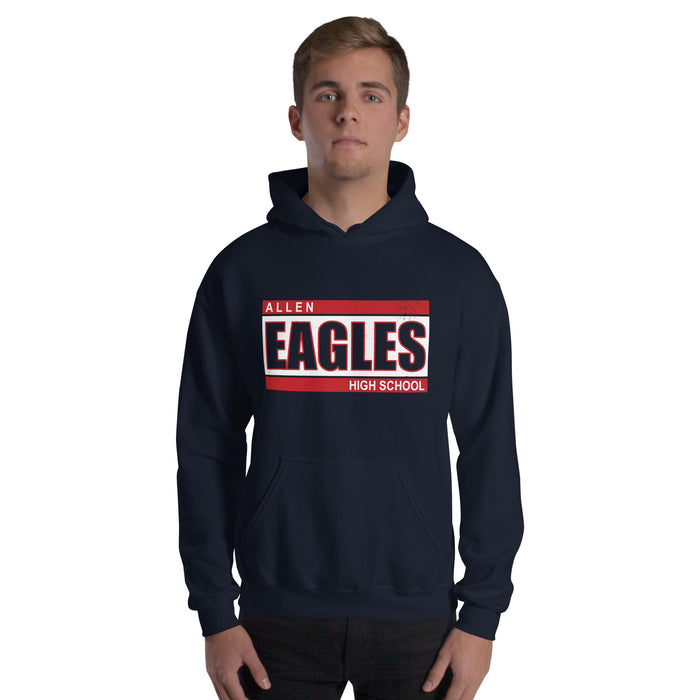 Man wearing Allen High School Eagles Classic Navy Unisex Hoodie 098