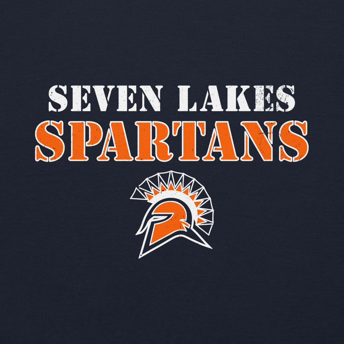 Close-up view of Seven Lakes High School Spartans Navy Classic Unisex Hoodie 222