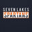 Close-up view of Seven Lakes High School Spartans Navy Classic Unisex Hoodie 031