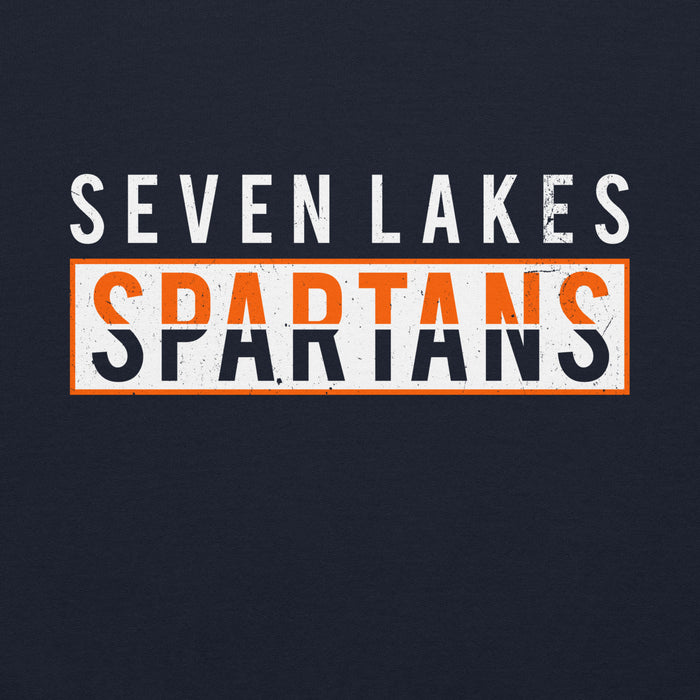 Close-up view of Seven Lakes High School Spartans Navy Classic Unisex Hoodie 031