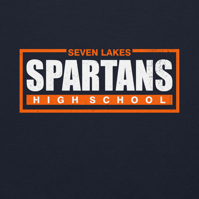 Close-up view of Seven Lakes High School Spartans Navy Classic Unisex Hoodie 049