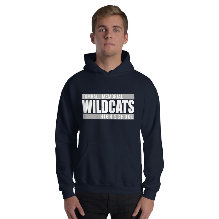 Man wearing Tomball Memorial High School Wildcats Navy Classic Unisex Hoodie 098