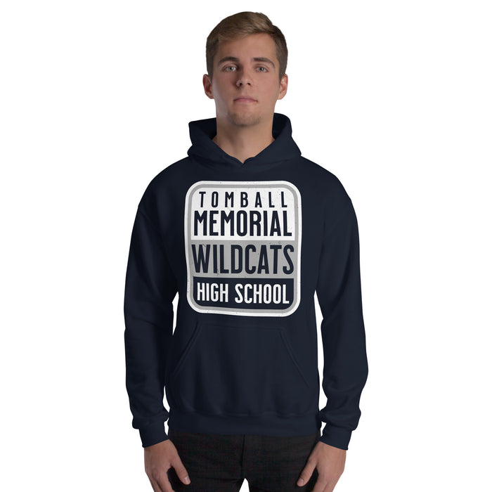 Man wearing Tomball Memorial High School Wildcats Navy Classic Unisex Hoodie 001