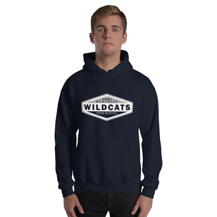 Man wearing Tomball Memorial High School Wildcats Navy Classic Unisex Hoodie 009