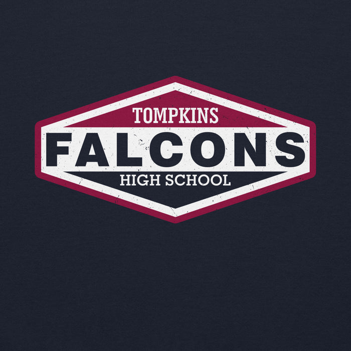 Close-up view of Tompkins High School Falcons Navy Classic Unisex Hoodie 009