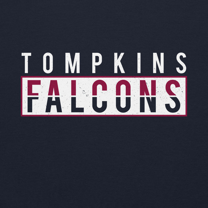 Close-up view of Tompkins High School Falcons Navy Classic Unisex Hoodie 031
