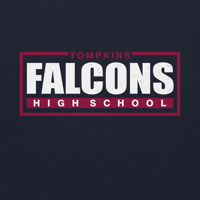 Close-up view of Tompkins High School Falcons Navy Classic Unisex Hoodie 049