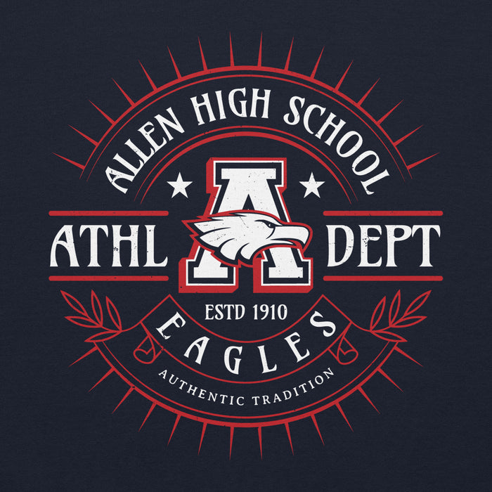 Close-up view of Allen High School Eagles Classic Navy Unisex Hoodie 221