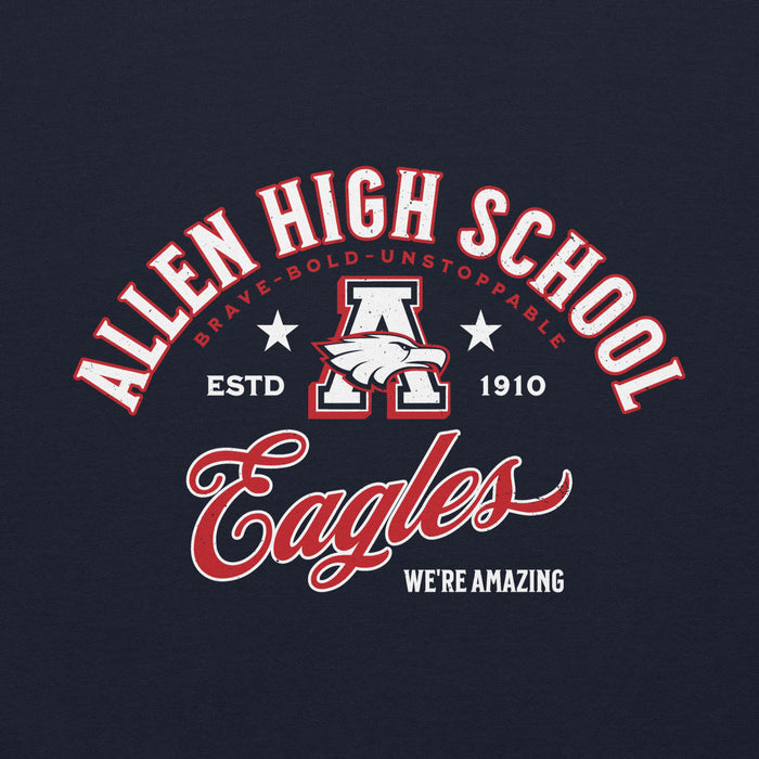 Close-up view of Allen High School Eagles Classic Navy Unisex Hoodie 218