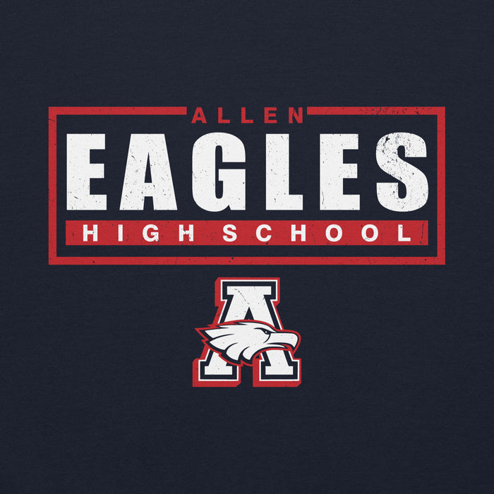 Close-up view of Allen High School Eagles Classic Navy Unisex Hoodie 049