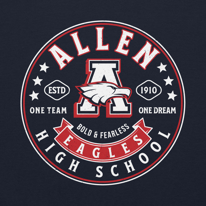 Close-up view of Allen High School Eagles Classic Navy Unisex Hoodie 220