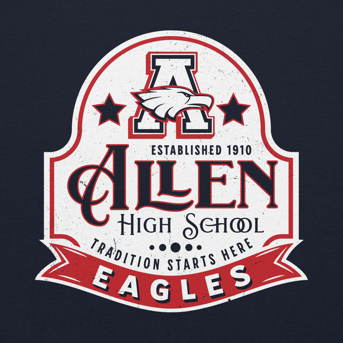 Close-up view of Allen High School Eagles Classic Navy Unisex Hoodie 215