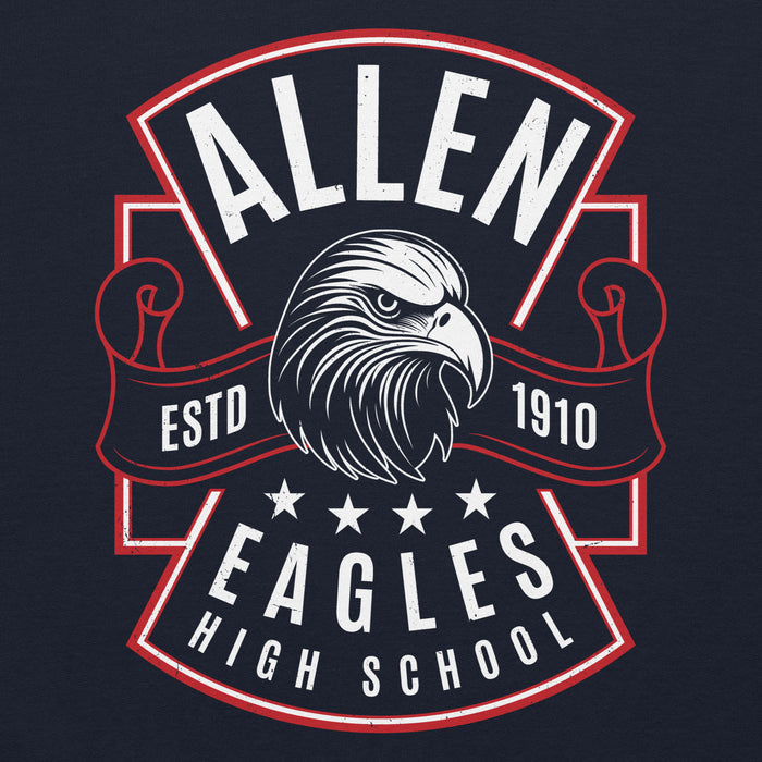 Close-up view of Allen High School Eagles Classic Navy Unisex Hoodie 211