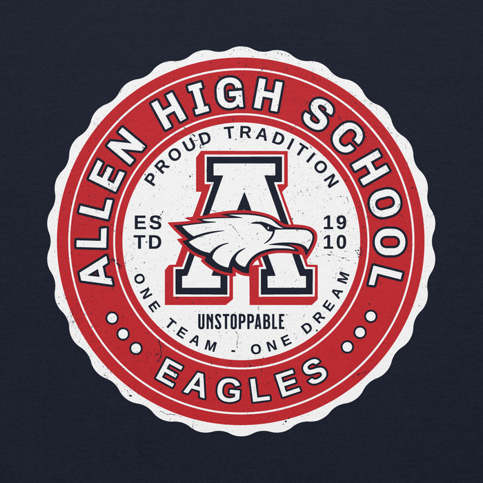 Close-up view of Allen High School Eagles Classic Navy Unisex Hoodie 209