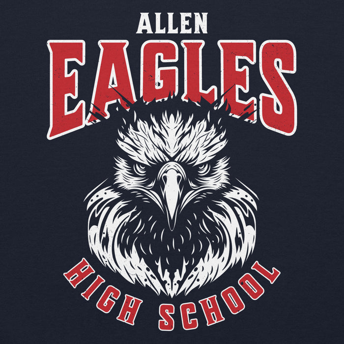 Close-up view of Allen High School Eagles Classic Navy Unisex Hoodie 202