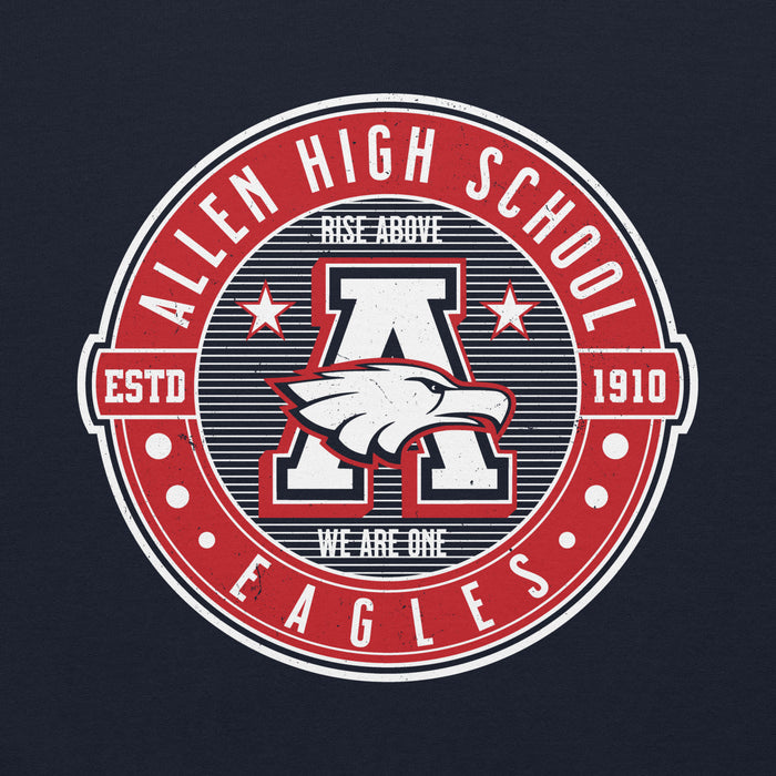 Close-up view of Allen High School Eagles Classic Navy Unisex Hoodie 207