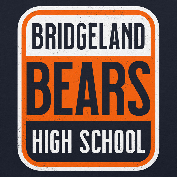 Close-up view of Bridgeland High School Bears Classic Navy Blue Unisex T-shirt 001