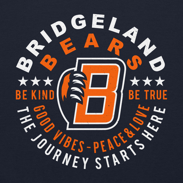 Close-up view of Bridgeland High School Bears Classic Navy Blue Unisex T-shirt 016