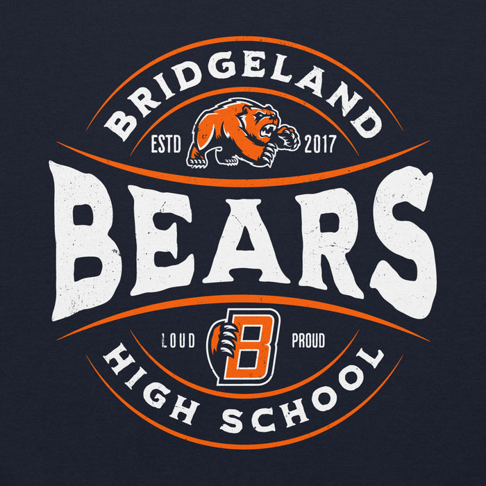 Close-up view of Bridgeland High School Bears Classic Navy Blue Unisex T-shirt 218