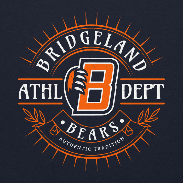 Close-up view of Bridgeland High School Bears Classic Navy Blue Unisex T-shirt 201