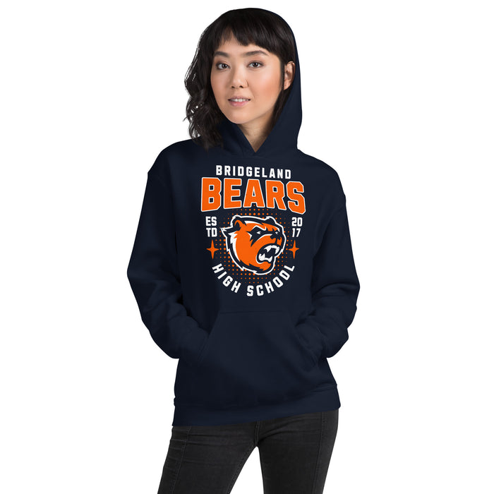 Woman wearing Bridgeland High School Bears Classic Navy Blue Unisex T-shirt 204