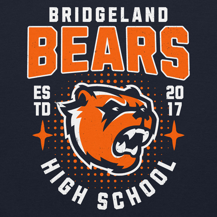 Close-up view of Bridgeland High School Bears Classic Navy Blue Unisex T-shirt 204