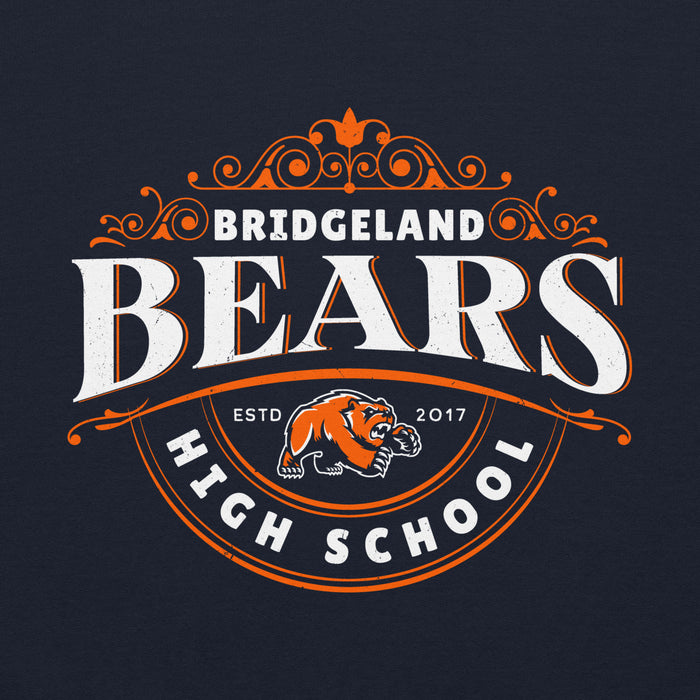 Close-up view of Bridgeland High School Bears Classic Navy Blue Unisex T-shirt 211
