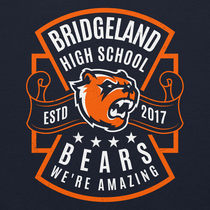 Close-up view of Bridgeland High School Bears Classic Navy Blue Unisex T-shirt 207