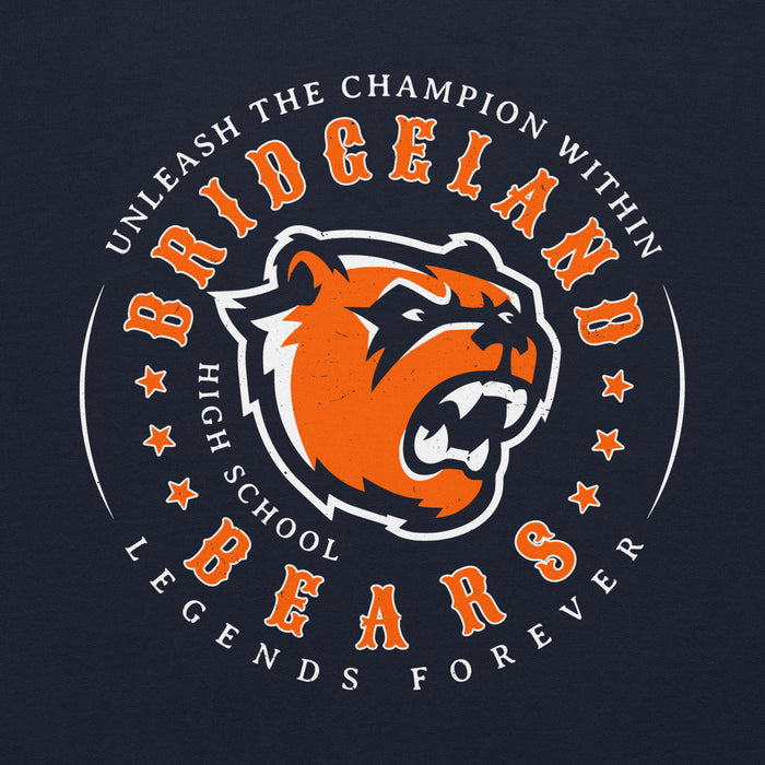 Close-up view of Bridgeland High School Bears Classic Navy Blue Unisex T-shirt 214