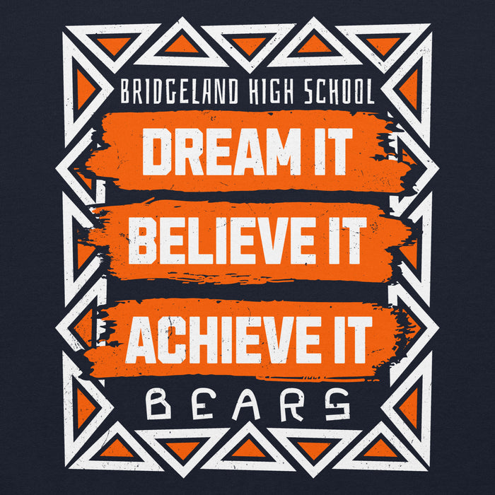 Close-up view of Bridgeland High School Bears Classic Navy Blue Unisex T-shirt 229