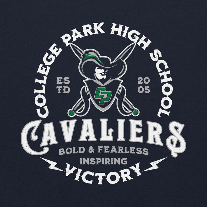 Close-up view of College Park High School Navy Classic Unisex Hoodie 206