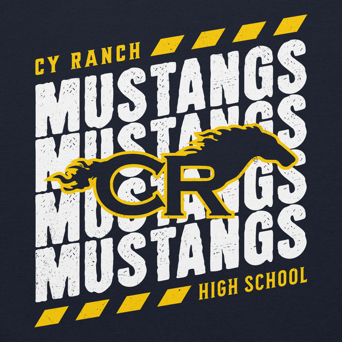 Close-up view of Cypress Ranch High School Mustangs Navy Classic Unisex Hoodie 223