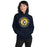 Woman wearing Cypress Ranch High School Mustangs Navy Classic Unisex Hoodie 224