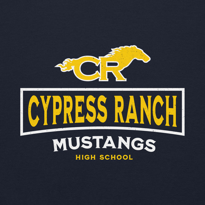 Close-up view of Cypress Ranch High School Mustangs Navy Classic Unisex Hoodie 202